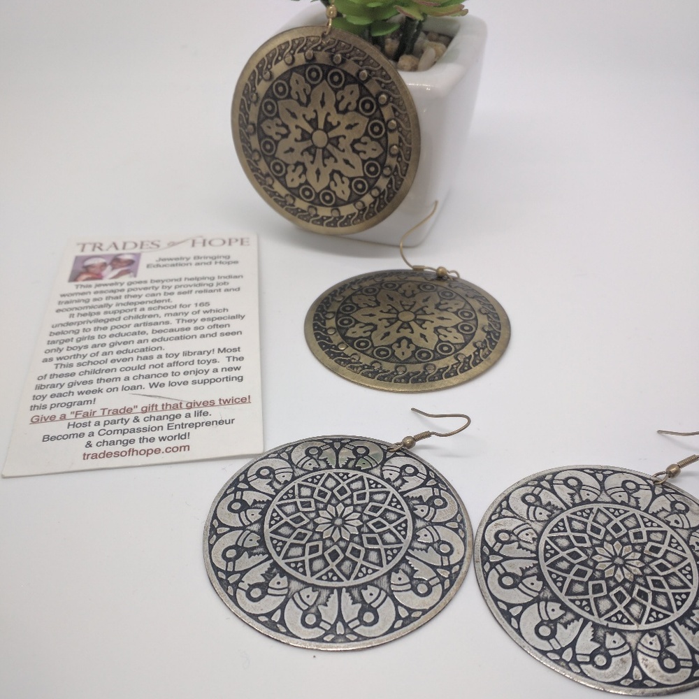 Silver and Bronze Earrings